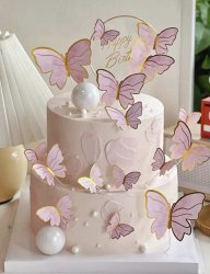 Pappersfjärilar - Rosa med guldkant
