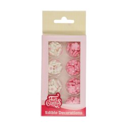 FunCakes Sockerdekorationer Mini Blommor Vit/Rosa