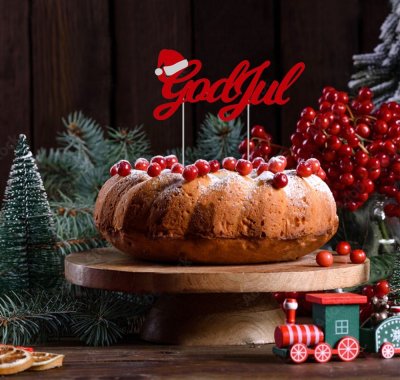 Zoom bild av God Jul Cake Topper