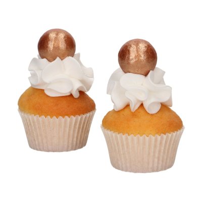 Zoom bild av Chokladpärlor stora i guld på muffins