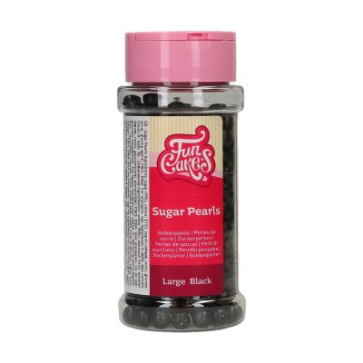 Zoom bild av Sockerpärlor Medium Black Shiny 80 g - FunCakes 