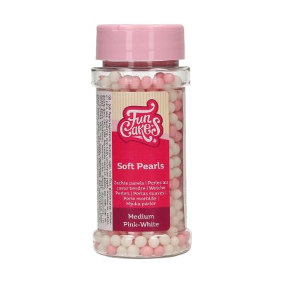 Zoom bild av FunCakes Soft Pearls Medium Rosa/Vit 60 g