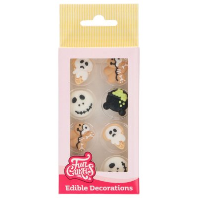 Zoom bild av Halloween sockerdekoration haunted treats i låda