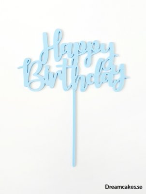 Happy Birthday - caketopper blå