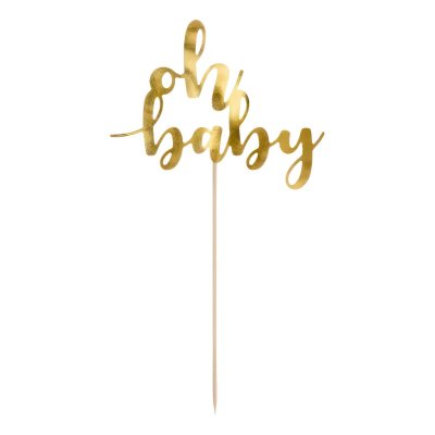 Cake Topper Guld - Oh Baby