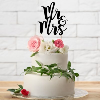 Zoom bild av Mr &Mrs Cake Topper - Svart