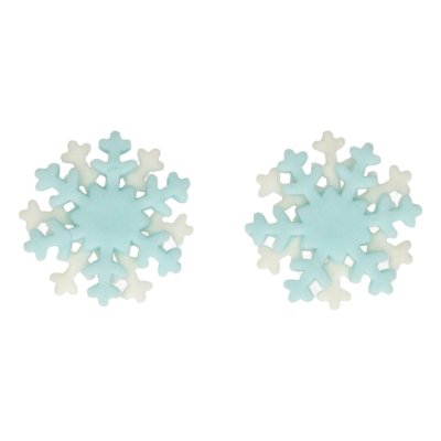 Zoom bild av Sockerdekorationer snöflingor blå/vit utan förpackning