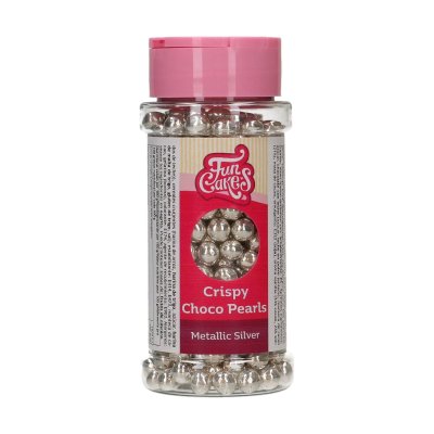 Zoom bild av FunCakes Crispy Choco Pearls - Metallic Silver 60g REA PGA DATUM 300626